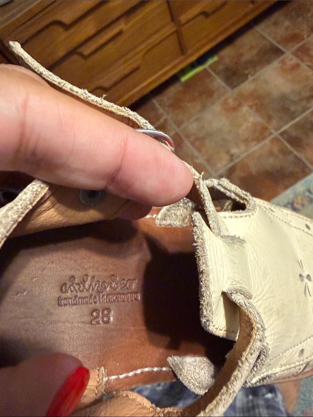 Kids Leather Closed-Toe Sandals in Cream - Picture 6 of 6